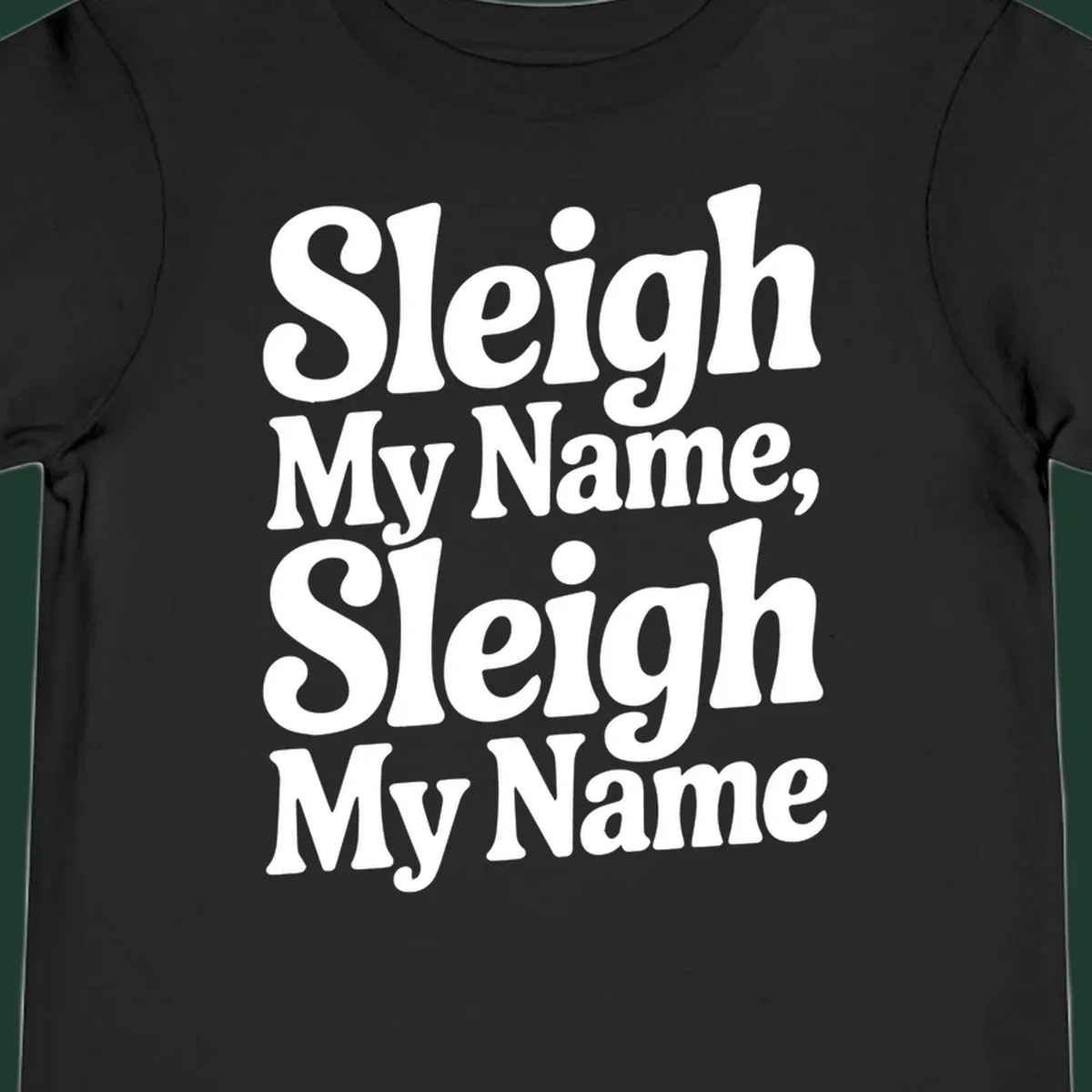 Sleigh My Name Sleigh My Name typography design in white lettering.