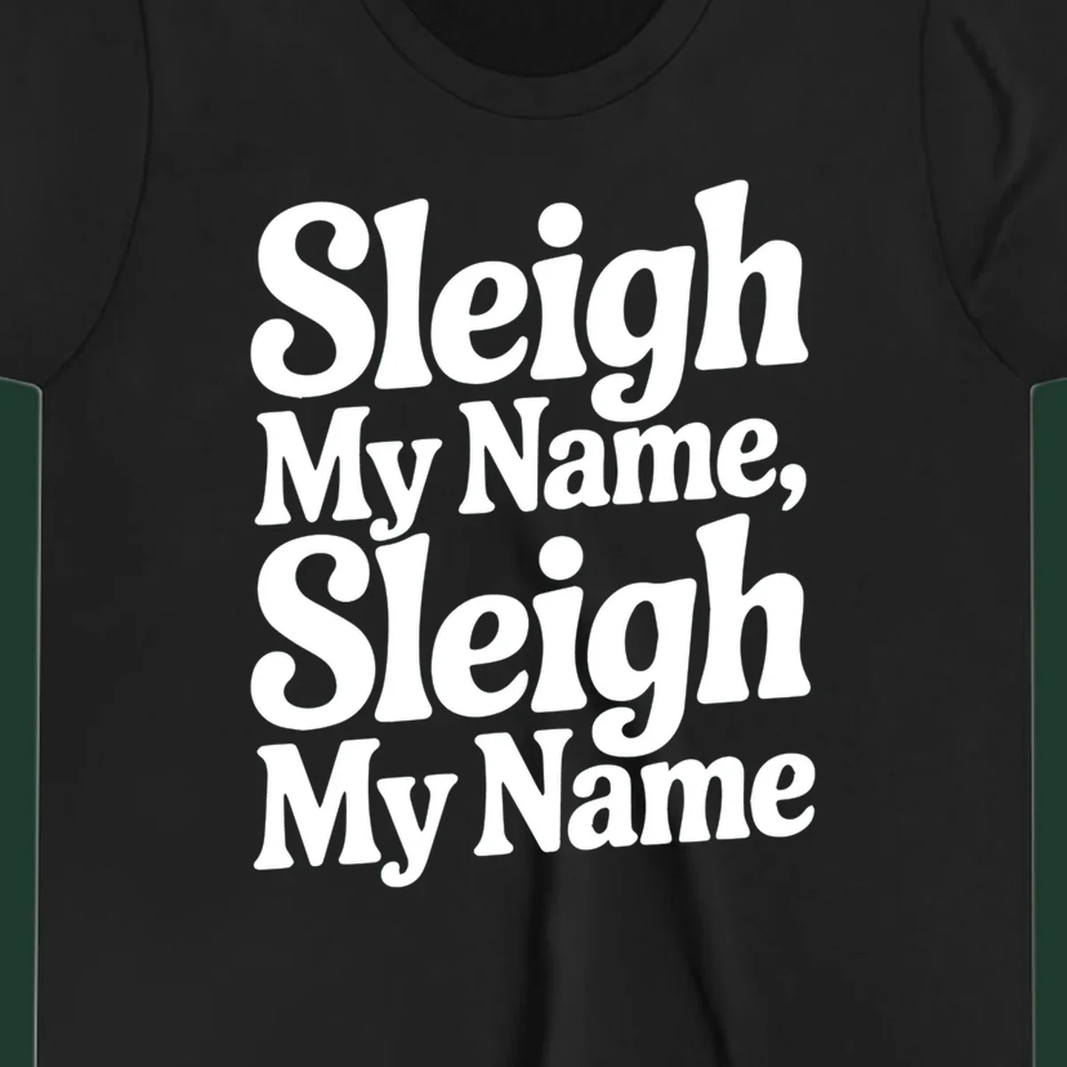Sleigh My Name Sleigh My Name typography design in white lettering.