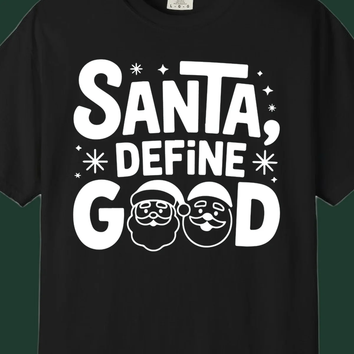 Santa define good text with Santa faces illustration