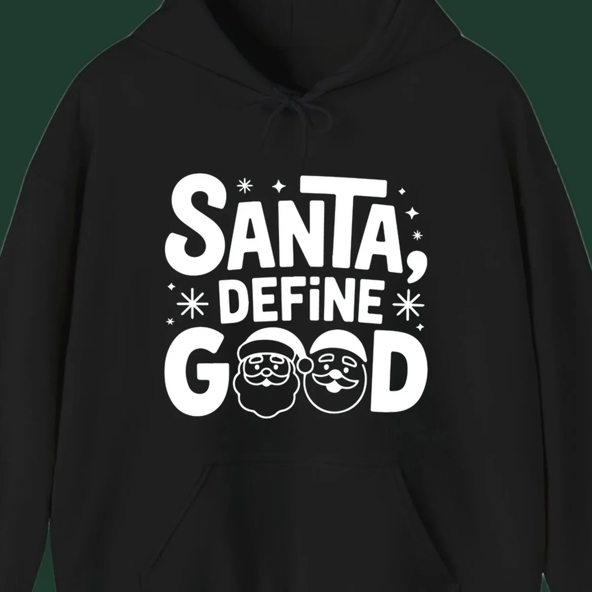 Santa define good text with Santa faces illustration