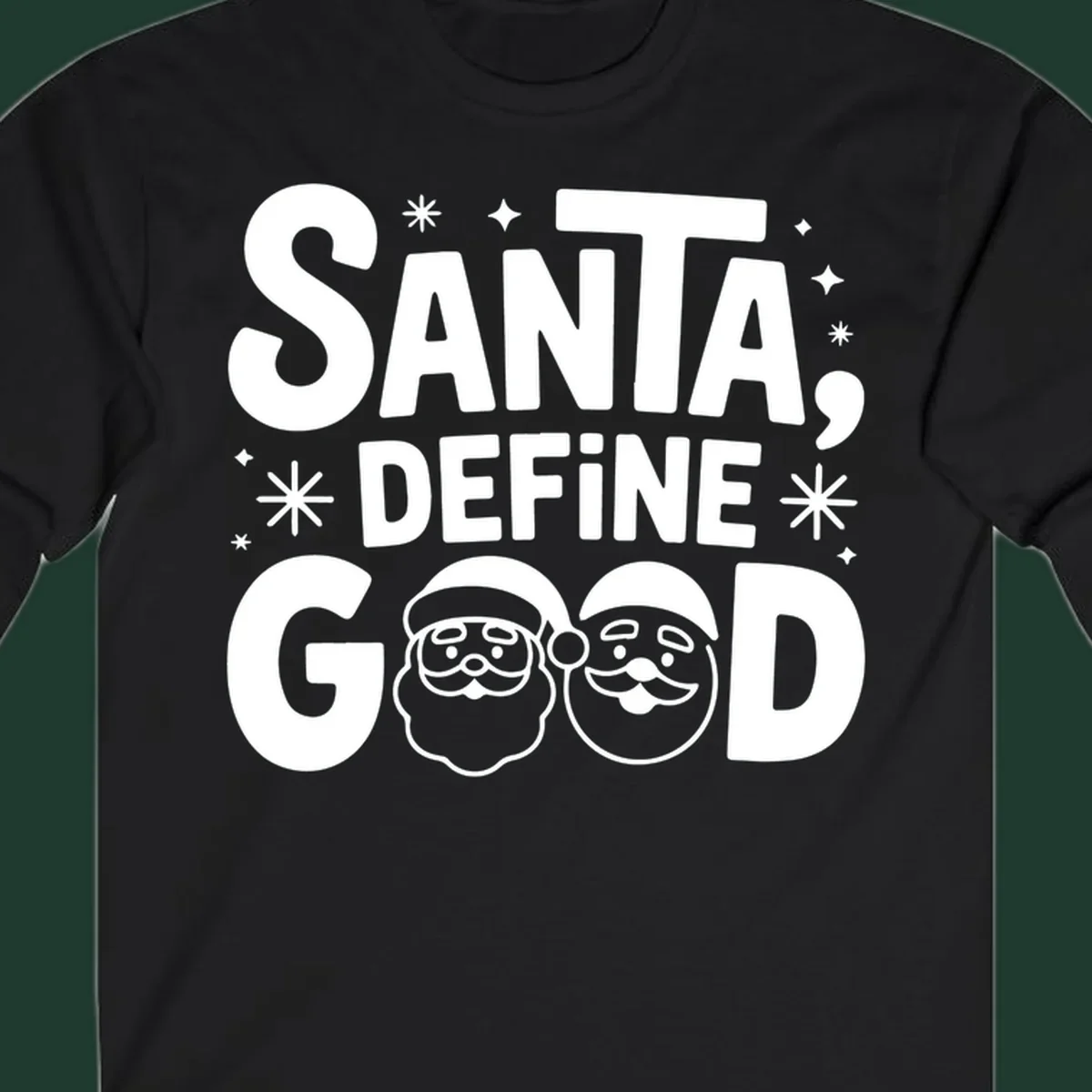 Santa define good text with Santa faces illustration