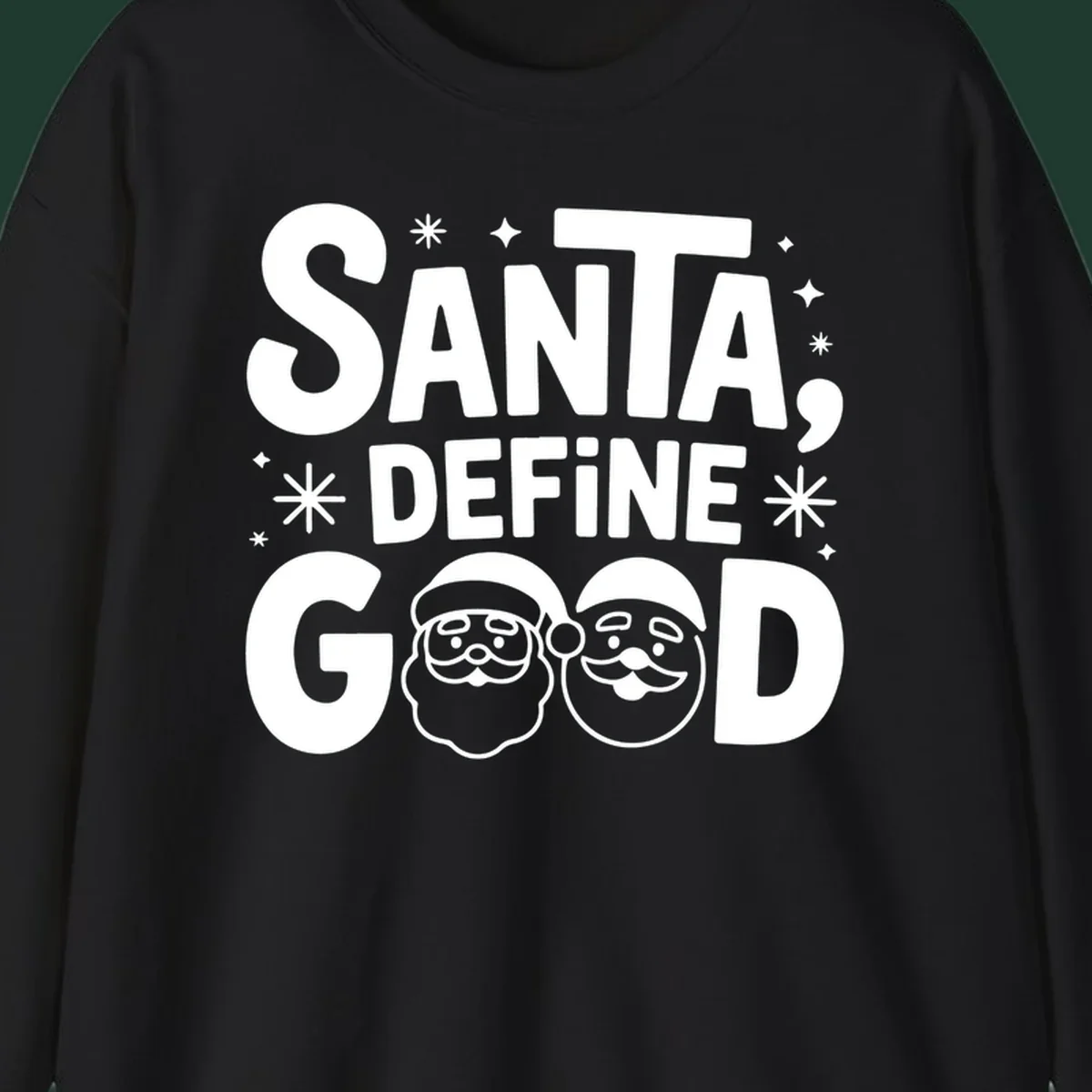 Santa define good text with Santa faces illustration