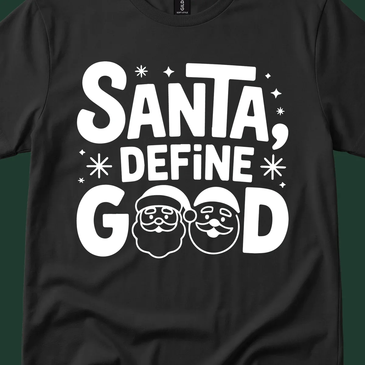 Santa define good text with Santa faces illustration