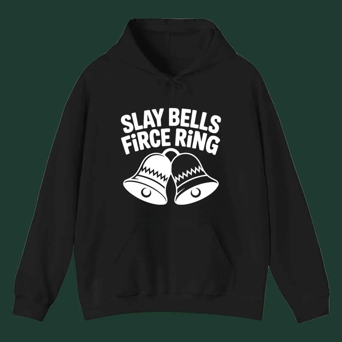 Slay Bells Fierce Ring graphic design with two bells.