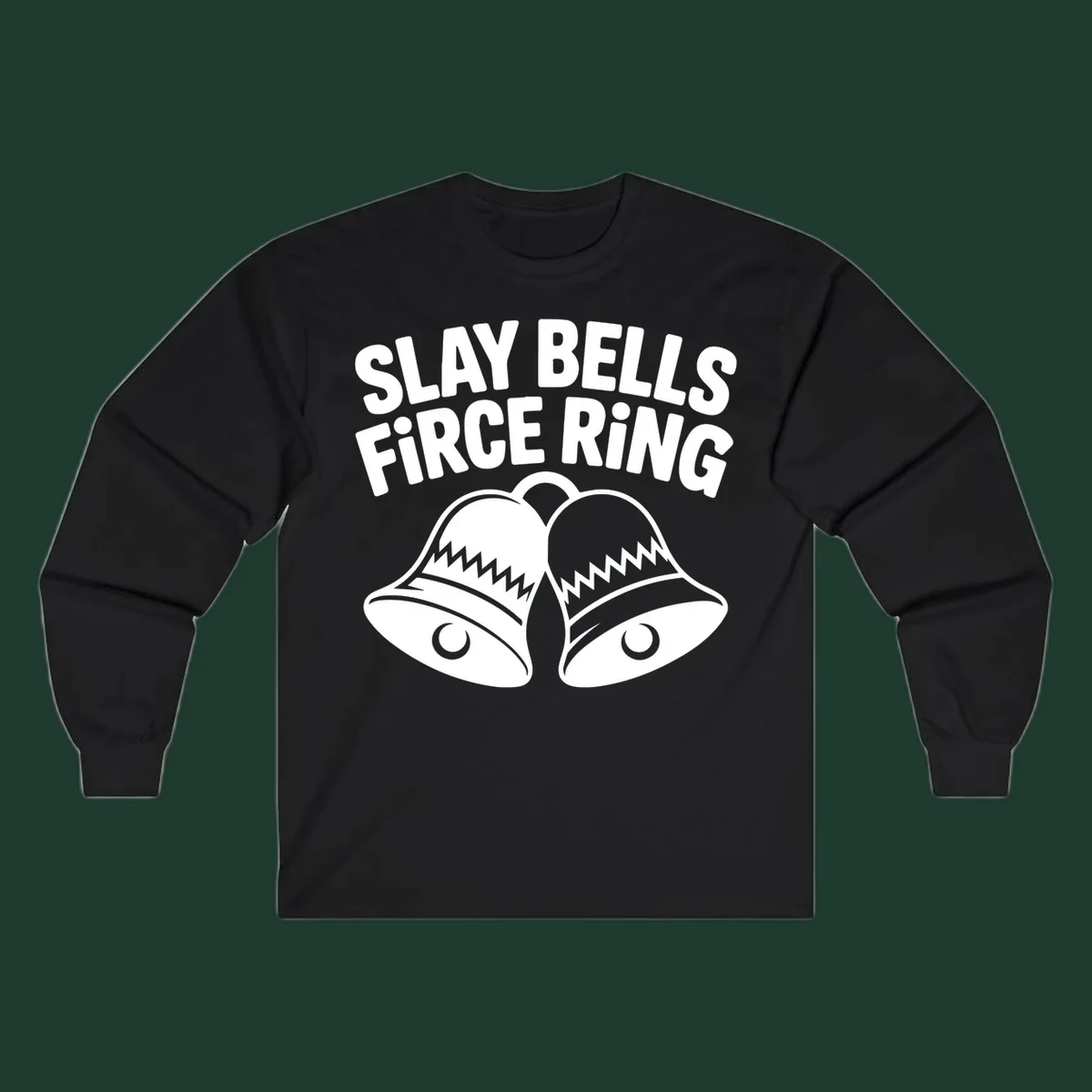 Slay Bells Fierce Ring graphic design with two bells.