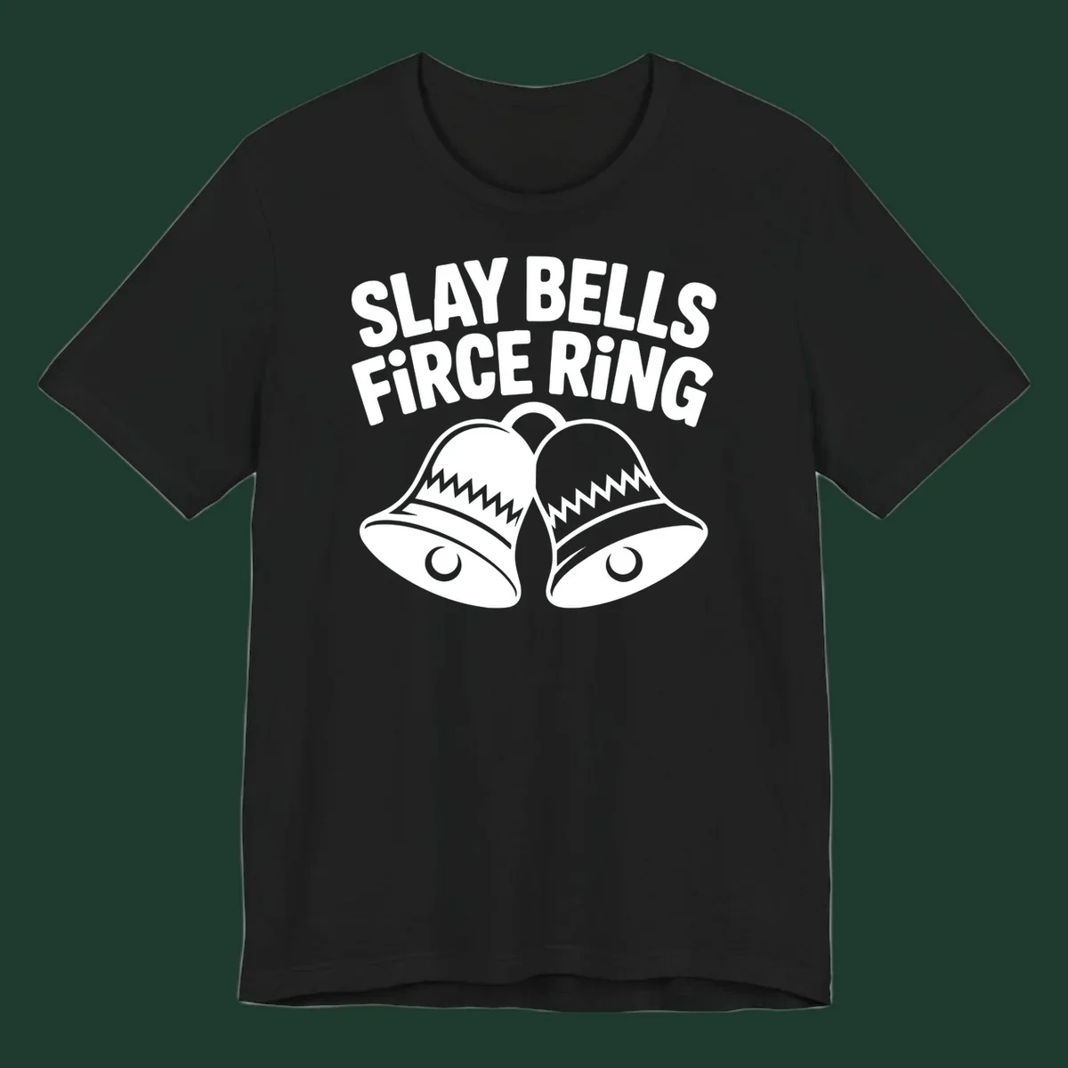 Slay Bells Fierce Ring graphic design with two bells.