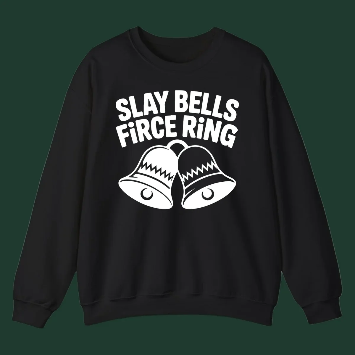 Slay Bells Fierce Ring graphic design with two bells.