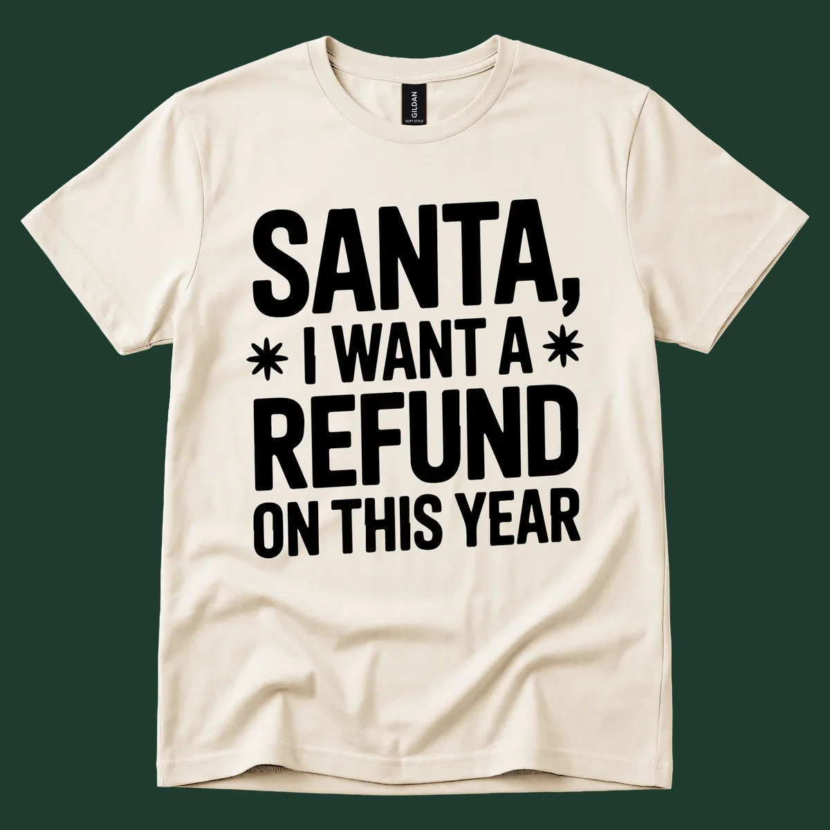 Santa refund on this year typography design.
