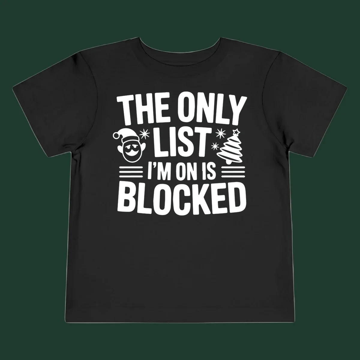 The Only List I'm On Is Blocked christmas elf and tree graphic tee