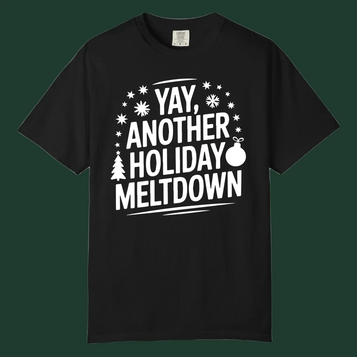 Yay, Another Holiday Meltdown text with christmas graphics. holiday-meltdown-quote.