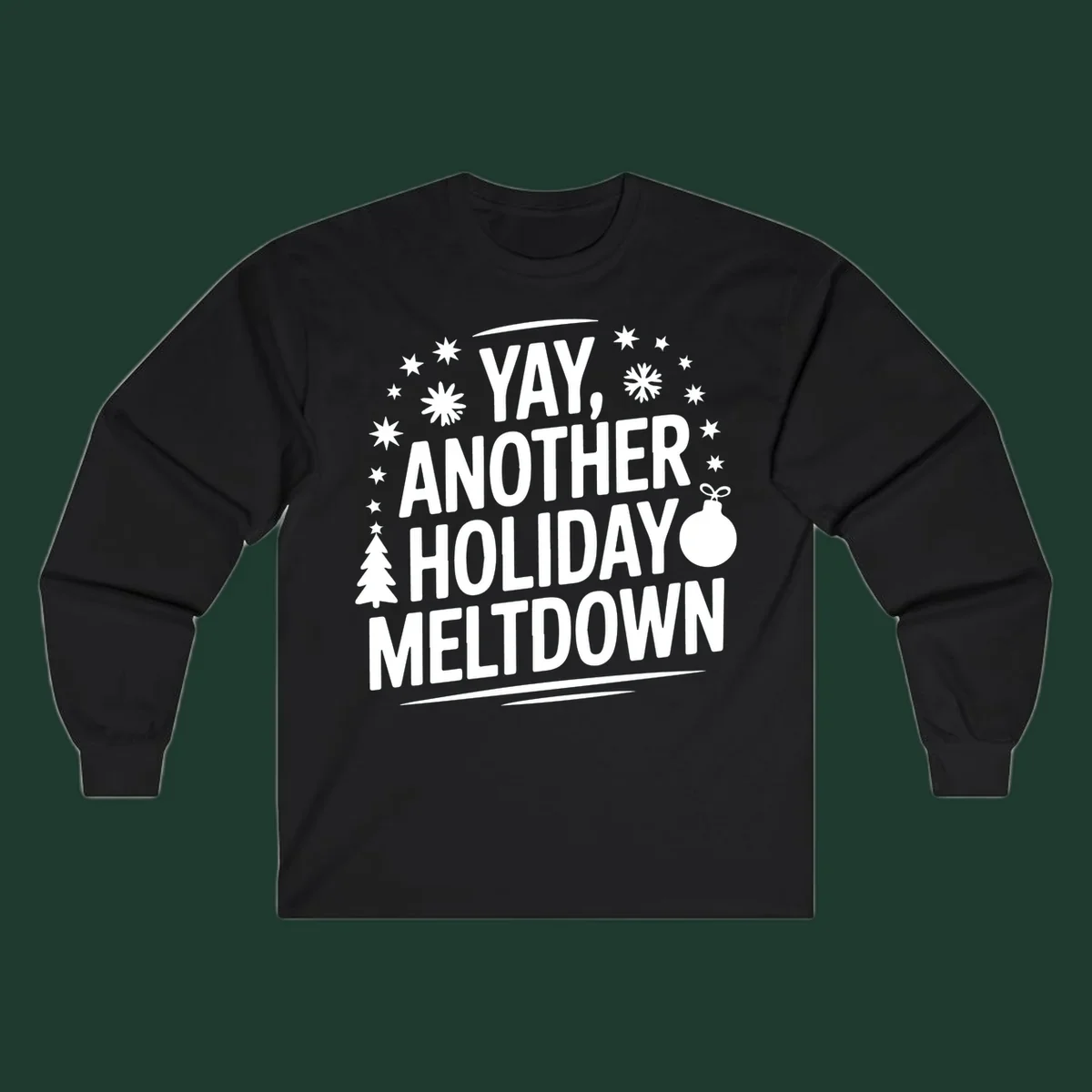 Yay, Another Holiday Meltdown text with christmas graphics. holiday-meltdown-quote.