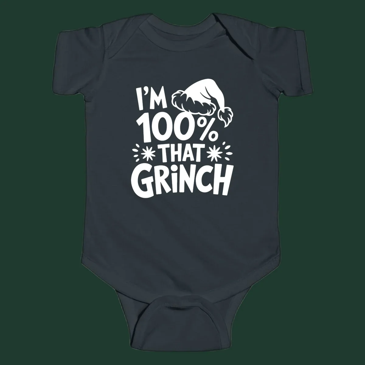 I'm 100% That Grinch text with Santa hat illustration. Primary keyword: that-grinch.