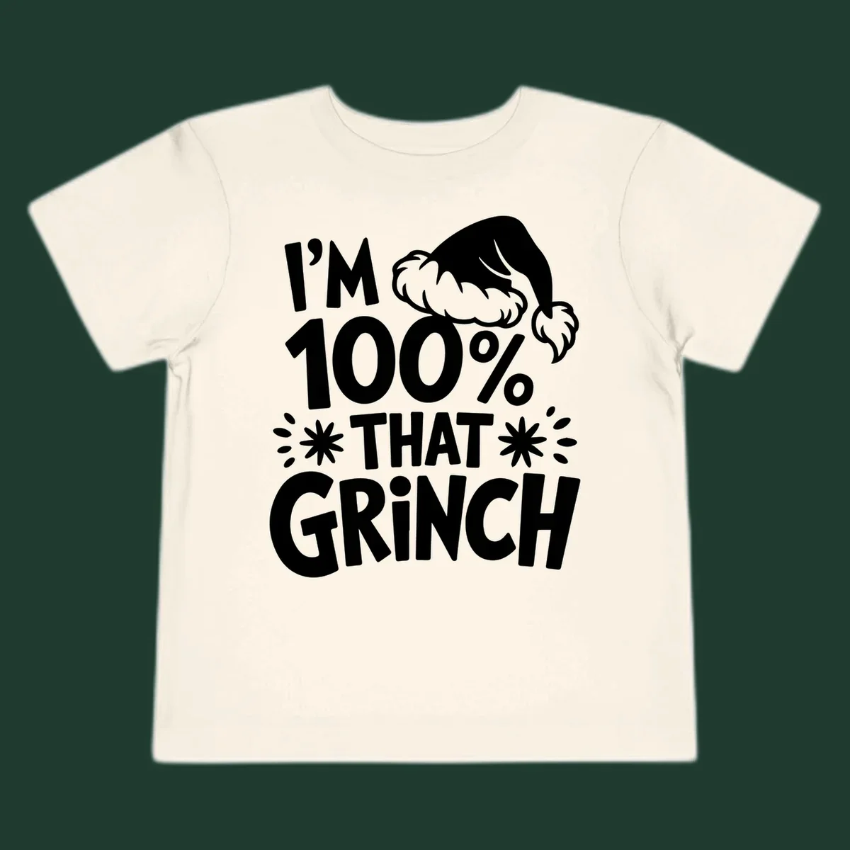 I'm 100% That Grinch text with Santa hat illustration. Primary keyword: that-grinch.