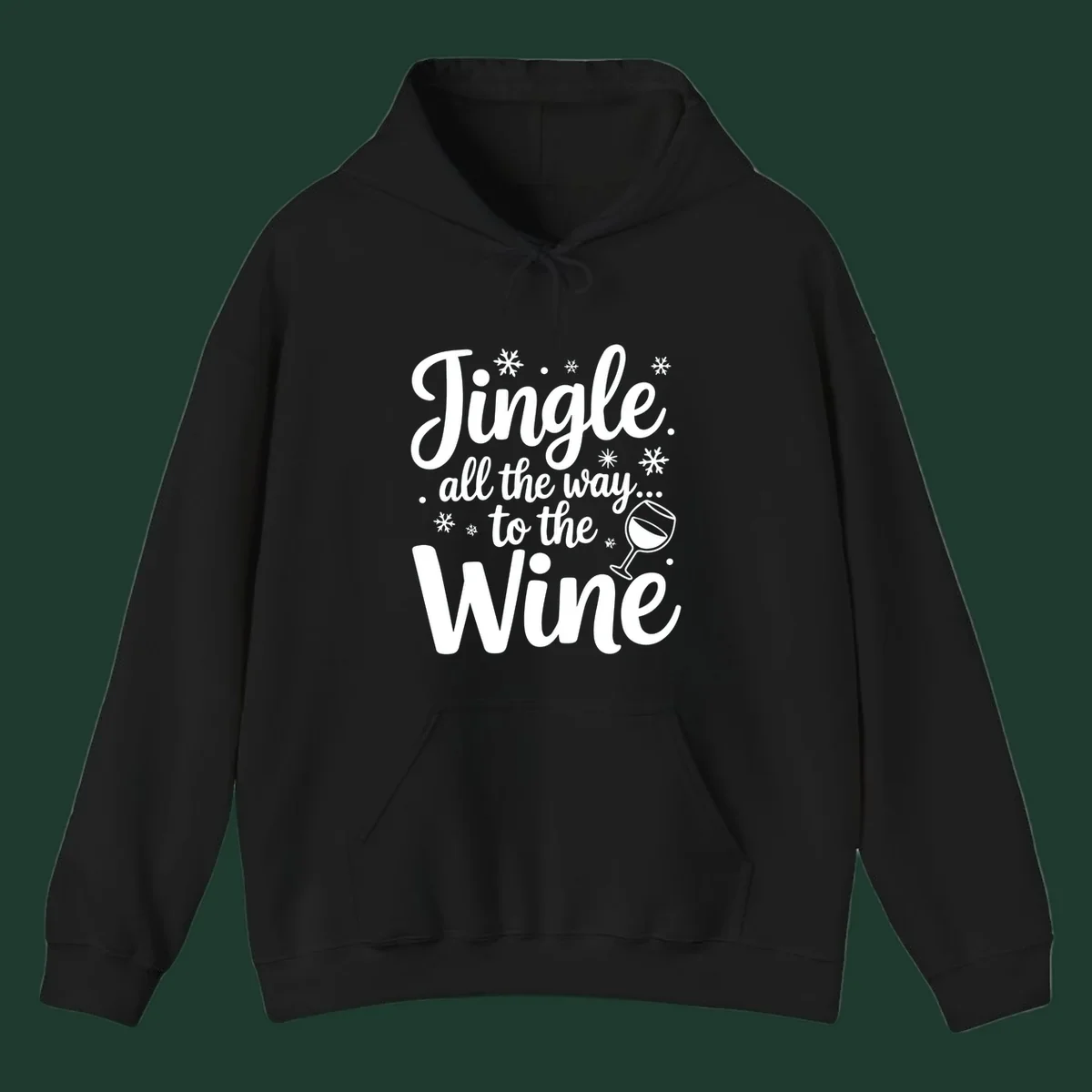 Christmas wine saying typographic design with snowflakes and wine glass.