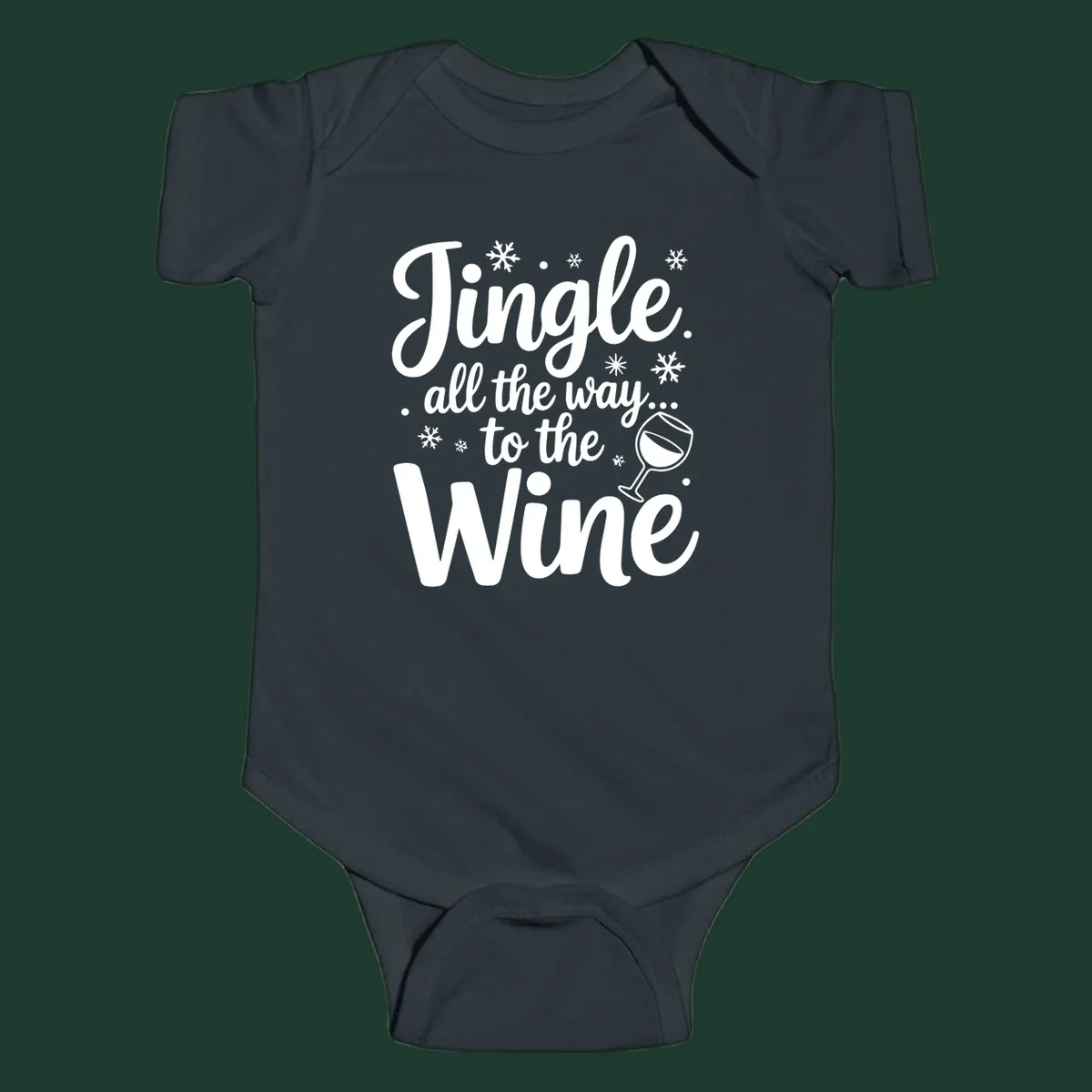 Christmas wine saying typographic design with snowflakes and wine glass.