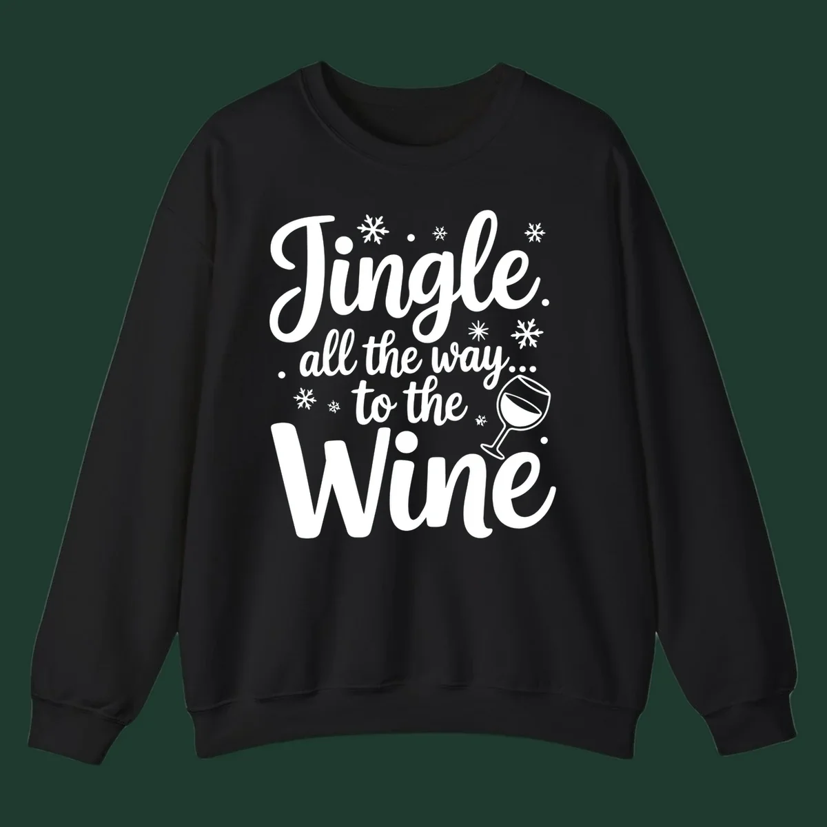 Christmas wine saying typographic design with snowflakes and wine glass.