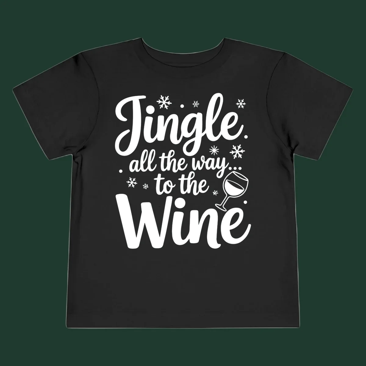 Christmas wine saying typographic design with snowflakes and wine glass.