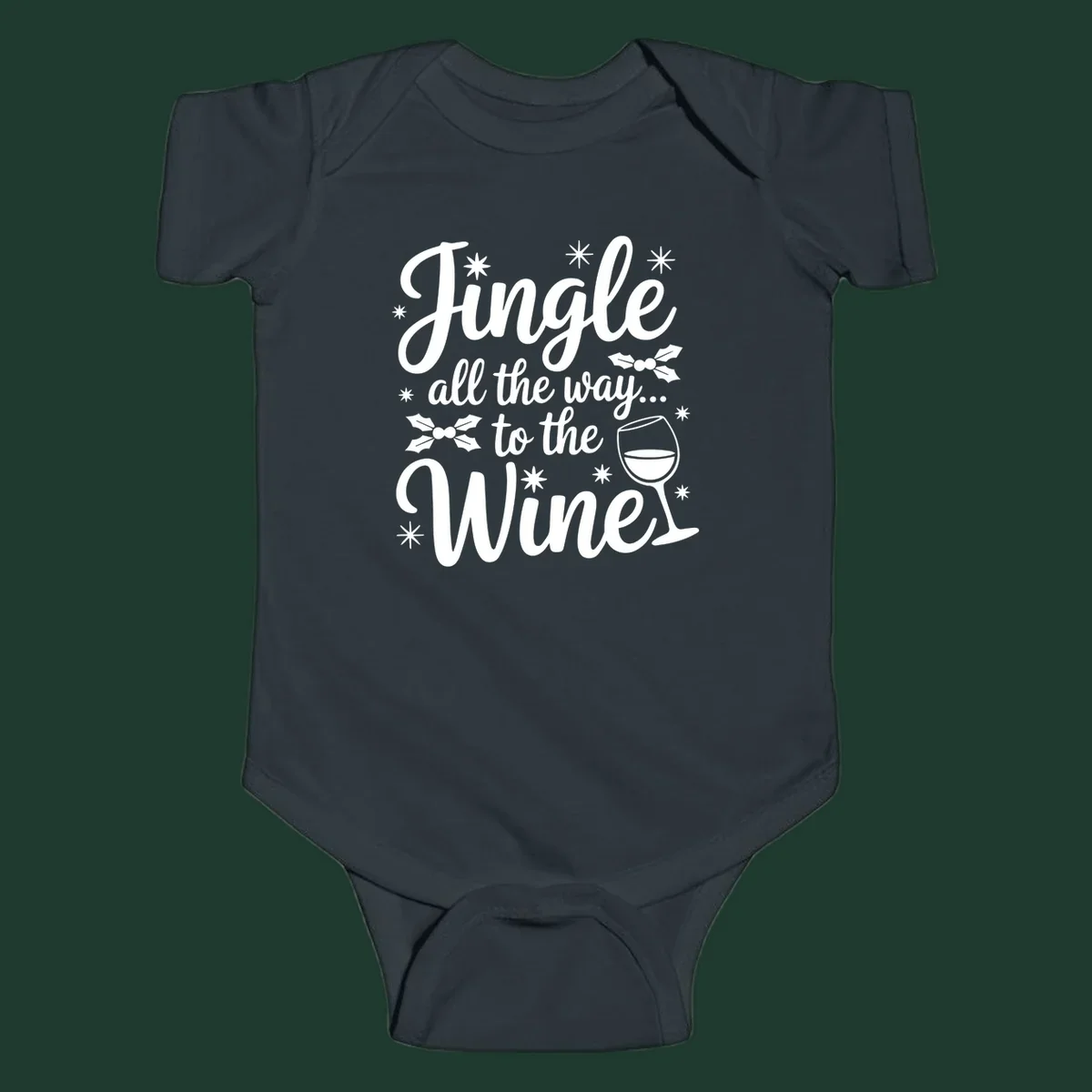 Jingle all the way to the Wines Christmas graphic with wine glass and holly.