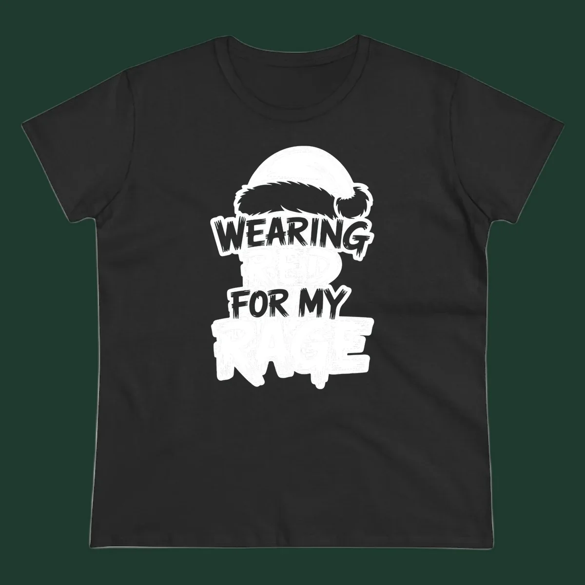Wearing red for my rage graphic tee with Santa hat and distressed lettering.