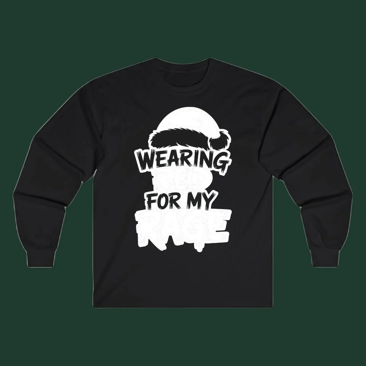 Wearing red for my rage graphic tee with Santa hat and distressed lettering.