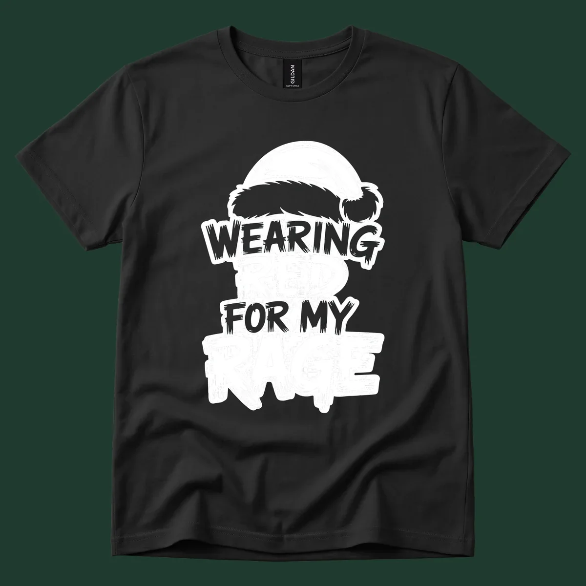 Wearing red for my rage graphic tee with Santa hat and distressed lettering.