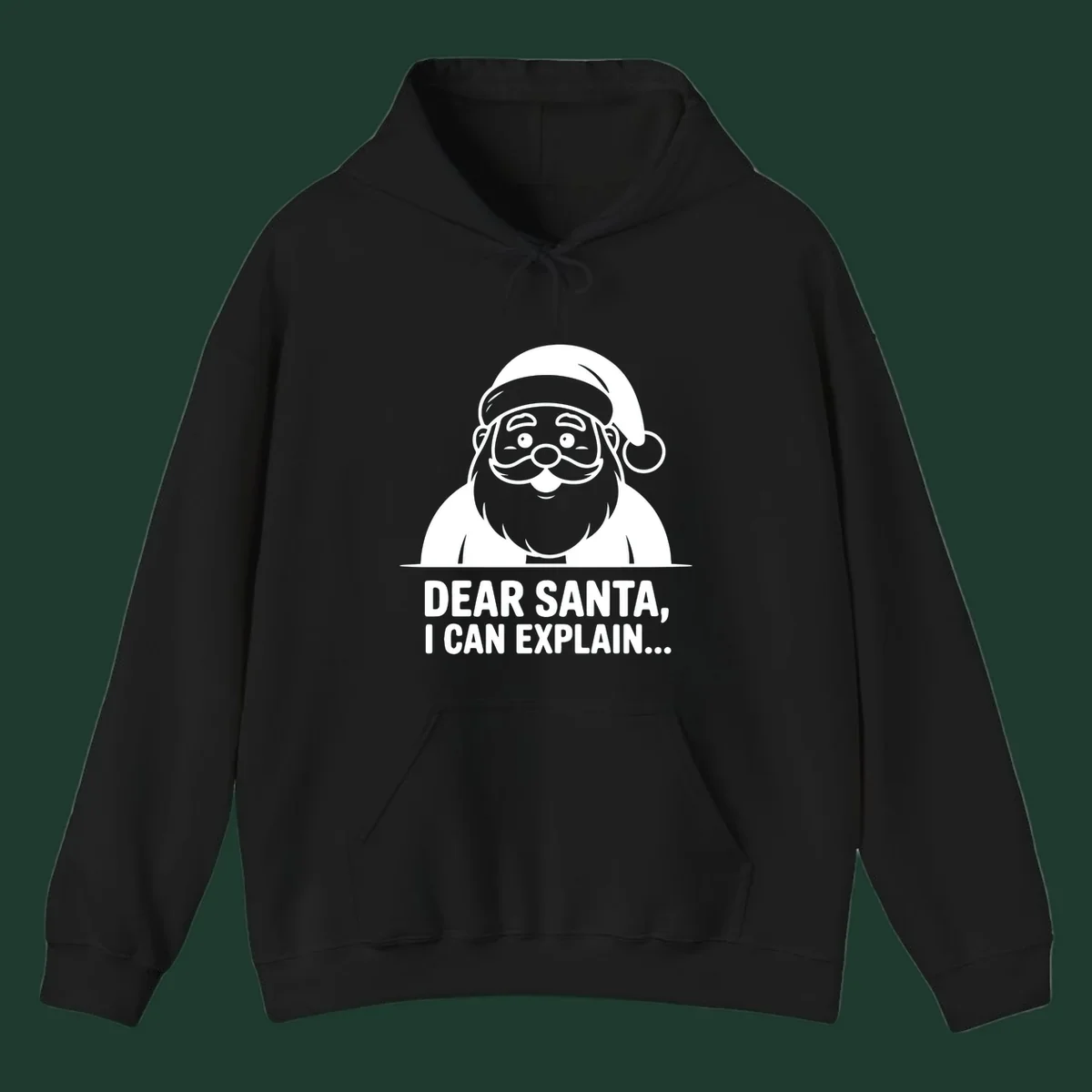 Santa Claus illustration with text: Dear Santa, I Can Explain...
