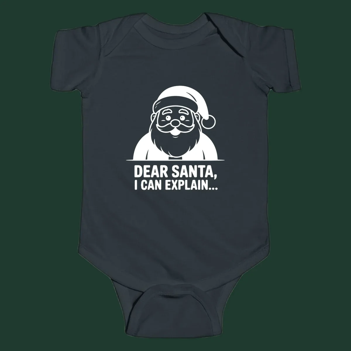 Santa Claus illustration with text: Dear Santa, I Can Explain...