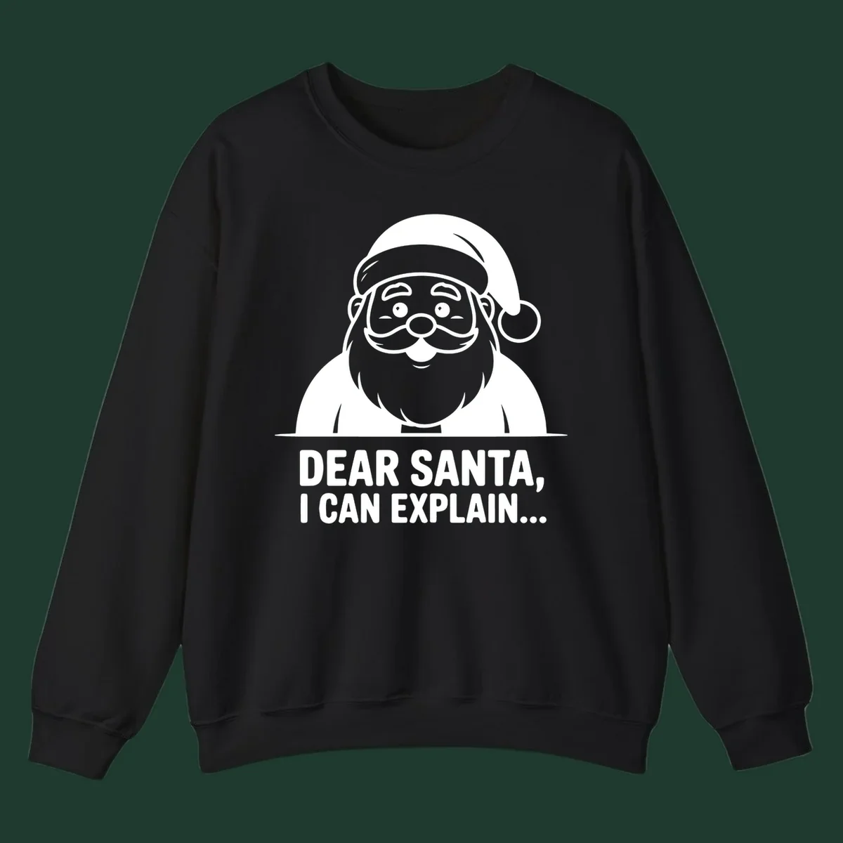 Santa Claus illustration with text: Dear Santa, I Can Explain...