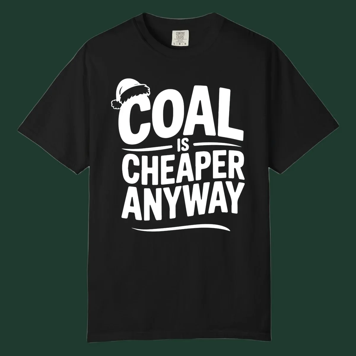 Coal is cheaper anyway text with santa hat graphic