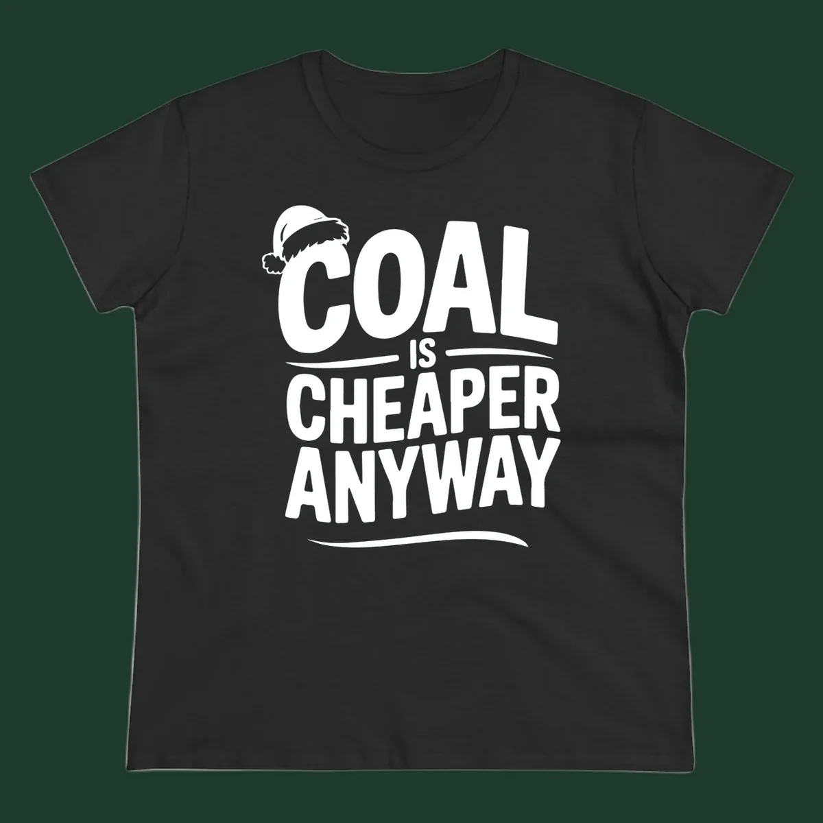 Coal is cheaper anyway text with santa hat graphic