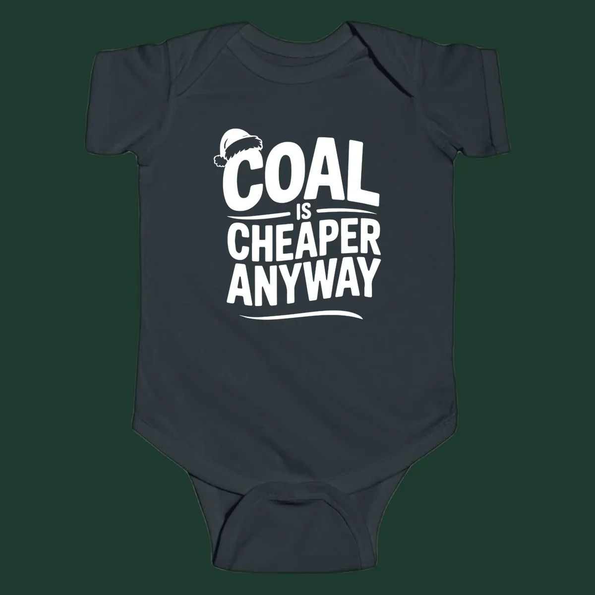 Coal is cheaper anyway text with santa hat graphic