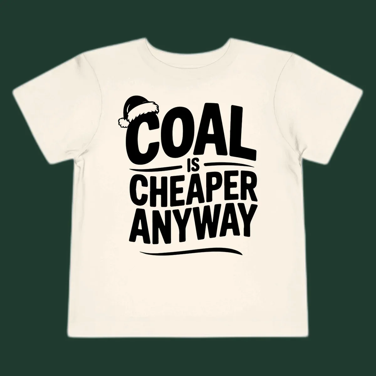 Coal is cheaper anyway text with santa hat graphic