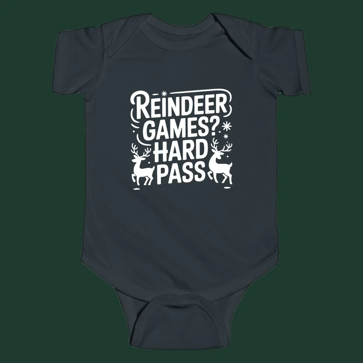 Reindeer Games Hard Pass Christmas typography and illustration graphic.