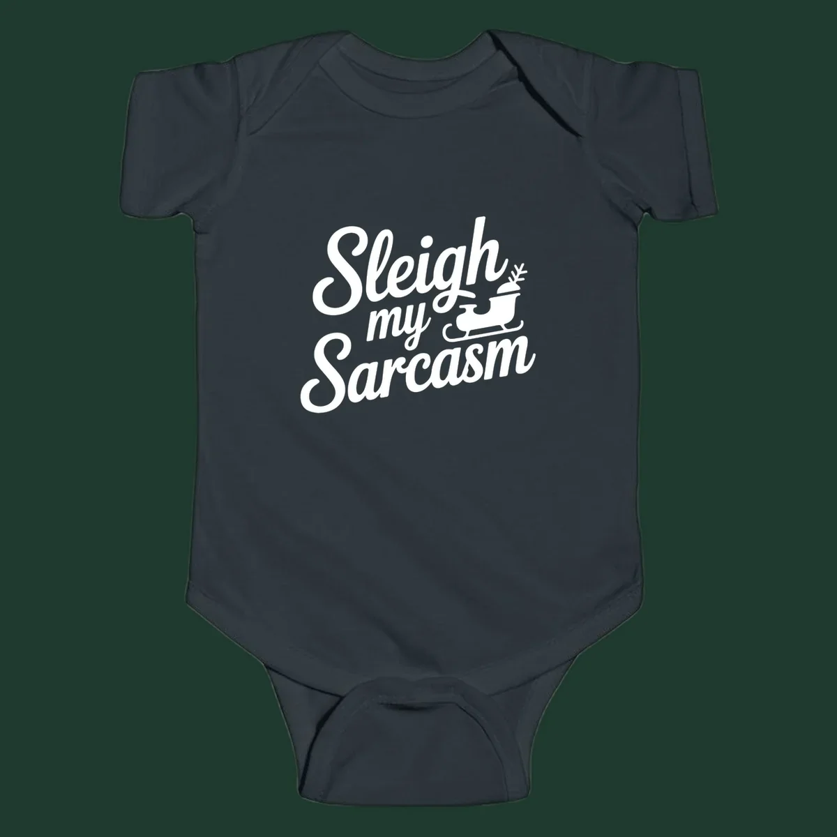Sarcasm christmas quote design with text and sleigh illustration.