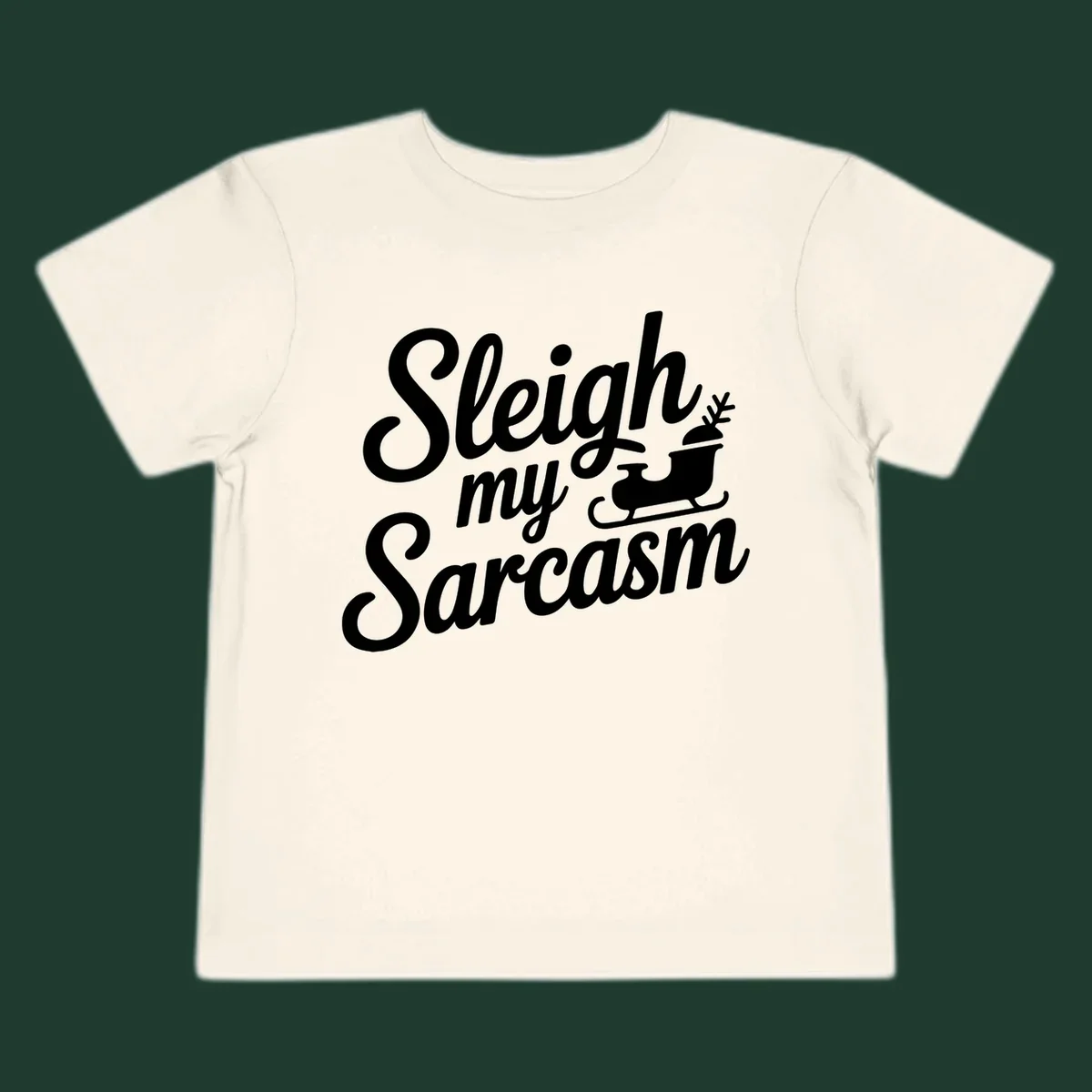Sarcasm christmas quote design with text and sleigh illustration.