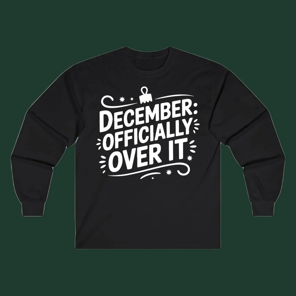 December officially over it typography with decorative elements.
