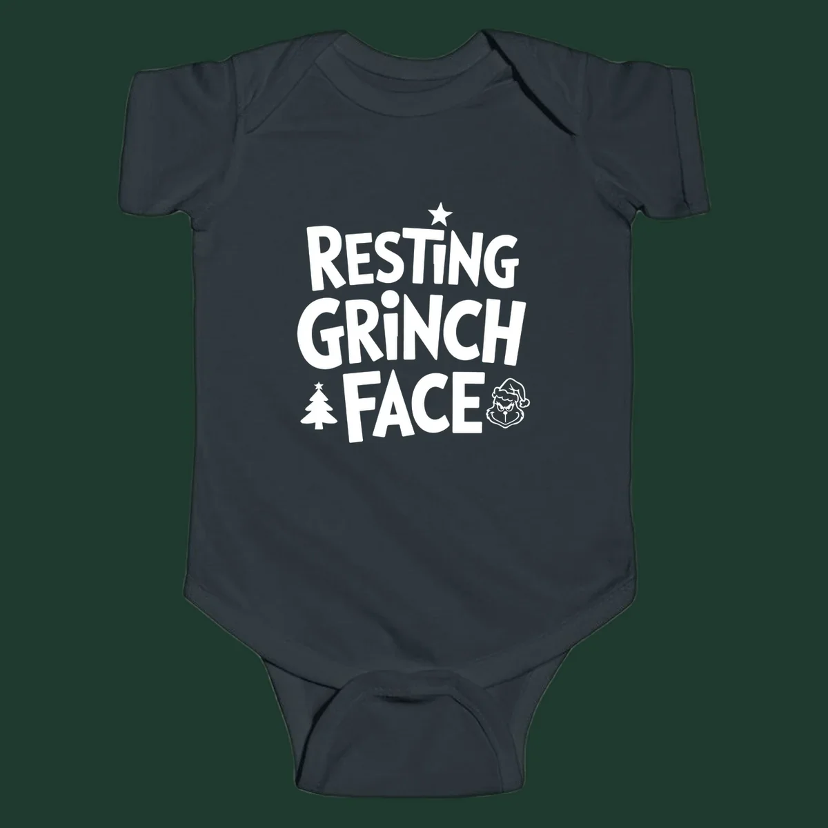 Resting Grinch Face graphic design with typography and character elements.