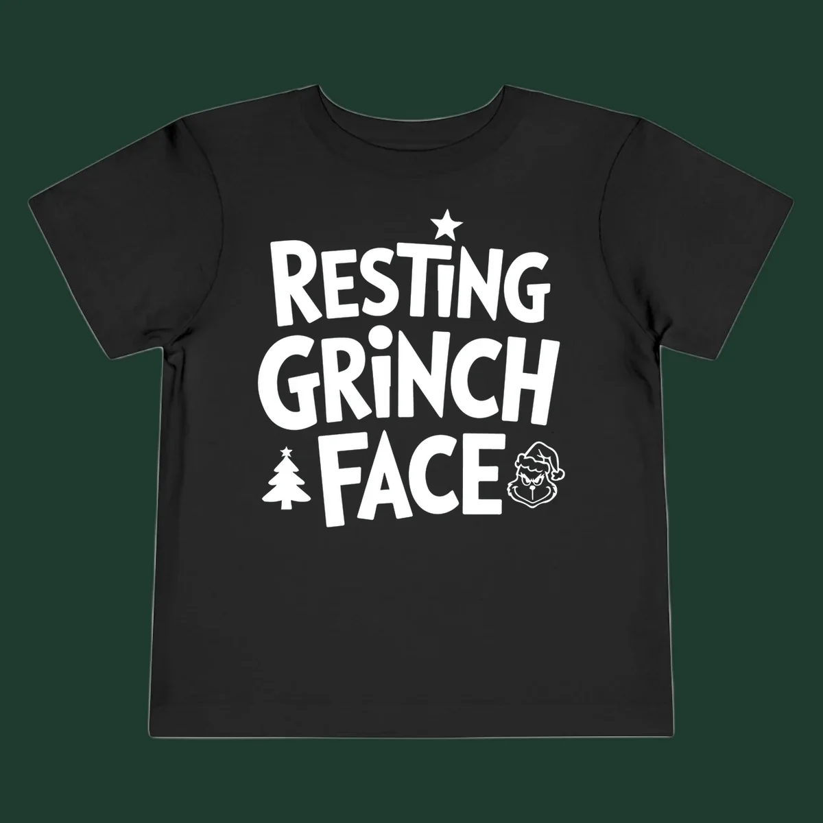 Resting Grinch Face graphic design with typography and character elements.