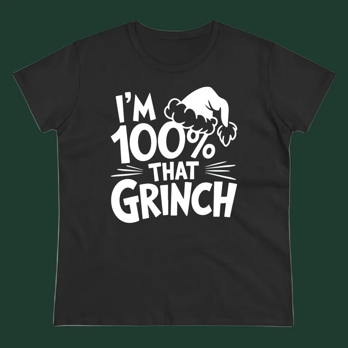 I'm 100% That Grinch text and Santa hat graphic.