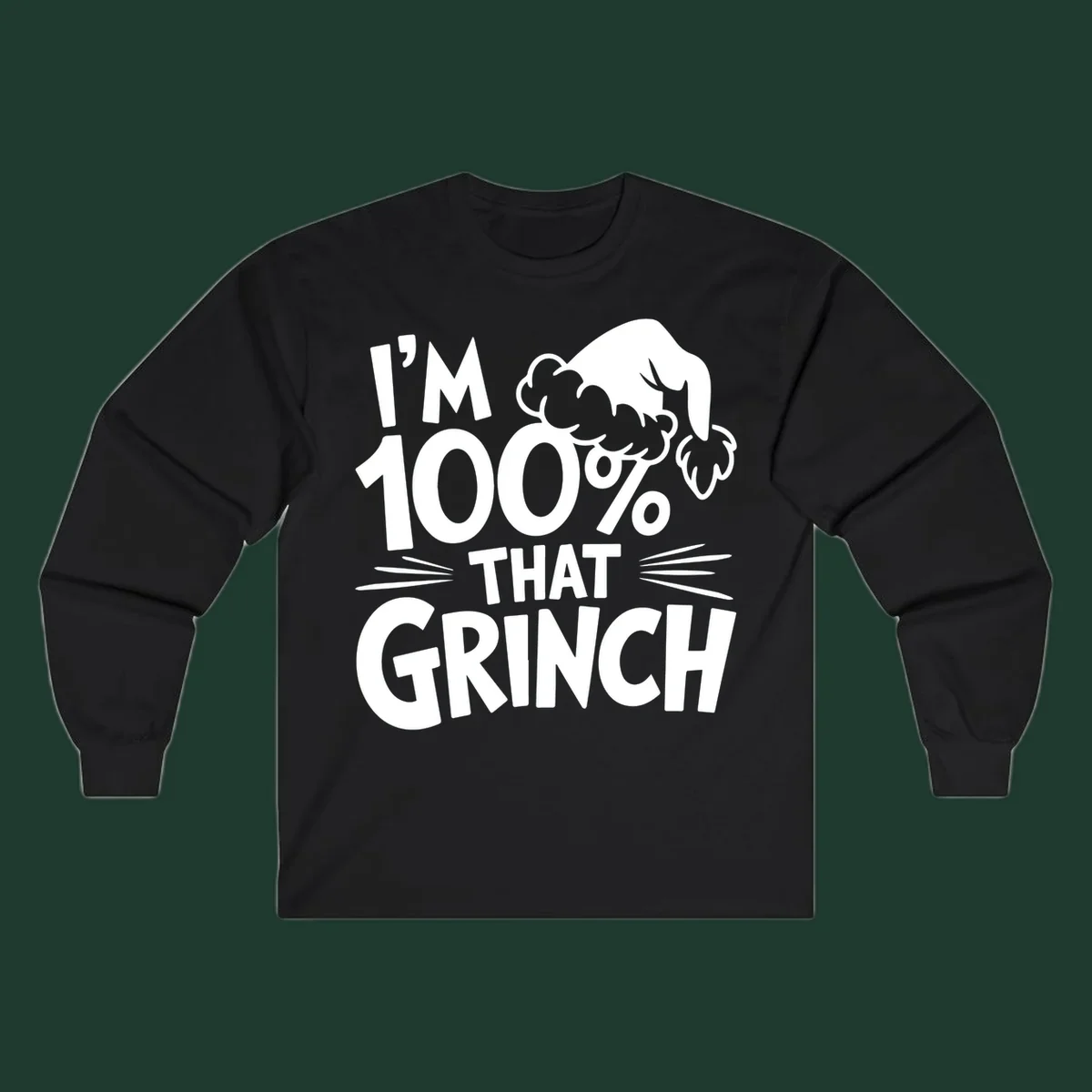 I'm 100% That Grinch text and Santa hat graphic.