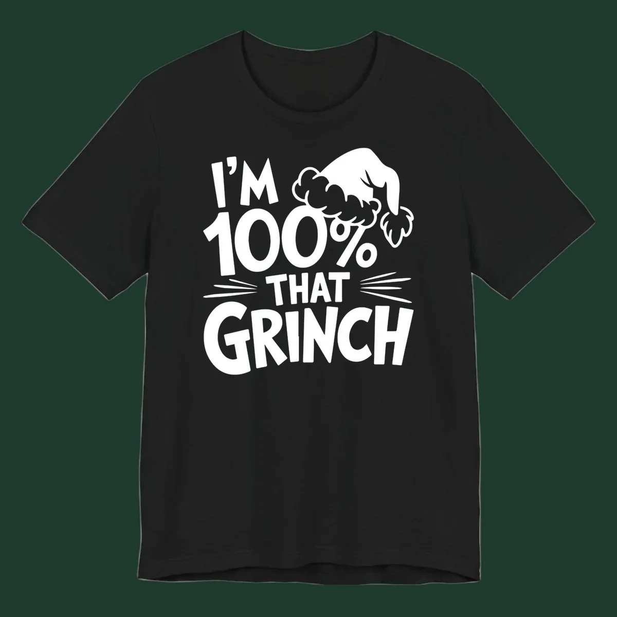 I'm 100% That Grinch text and Santa hat graphic.