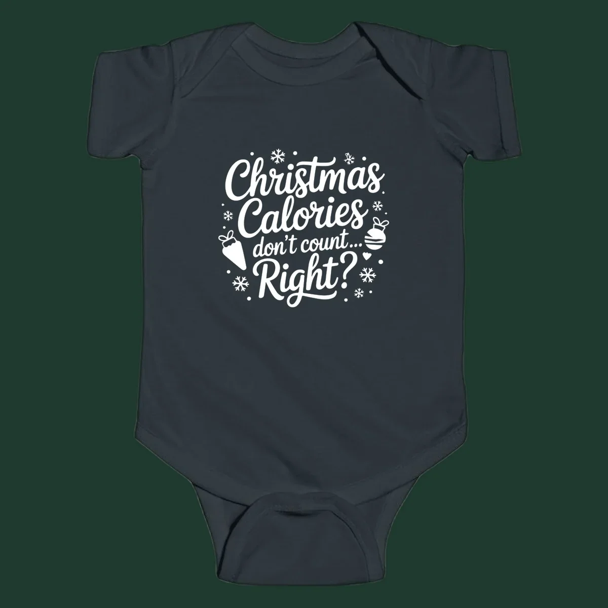 Christmas Calories Don't Count Right typographic design with Christmas illustrations.