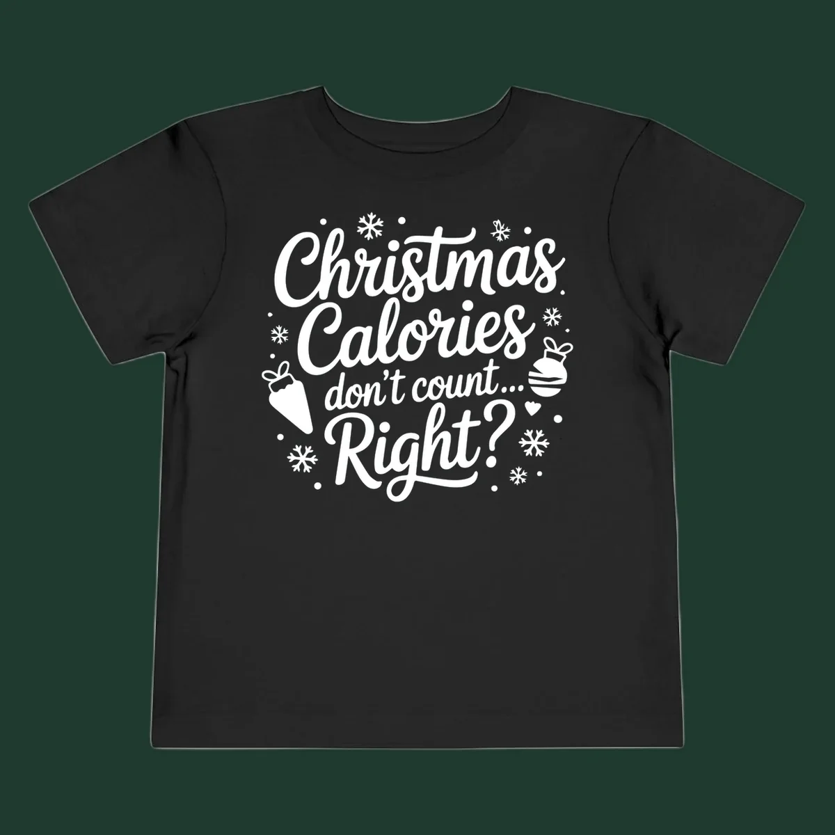 Christmas Calories Don't Count Right typographic design with Christmas illustrations.