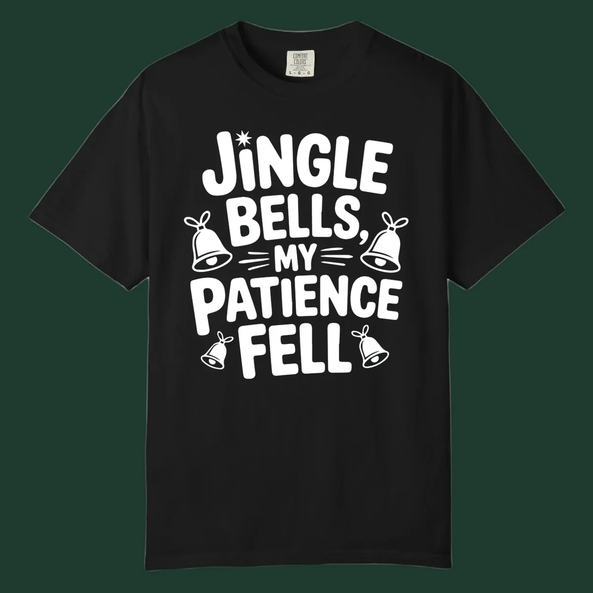 Jingle Bells My Patience Fell Christmas Phrase Typography with Bell Illustrations.