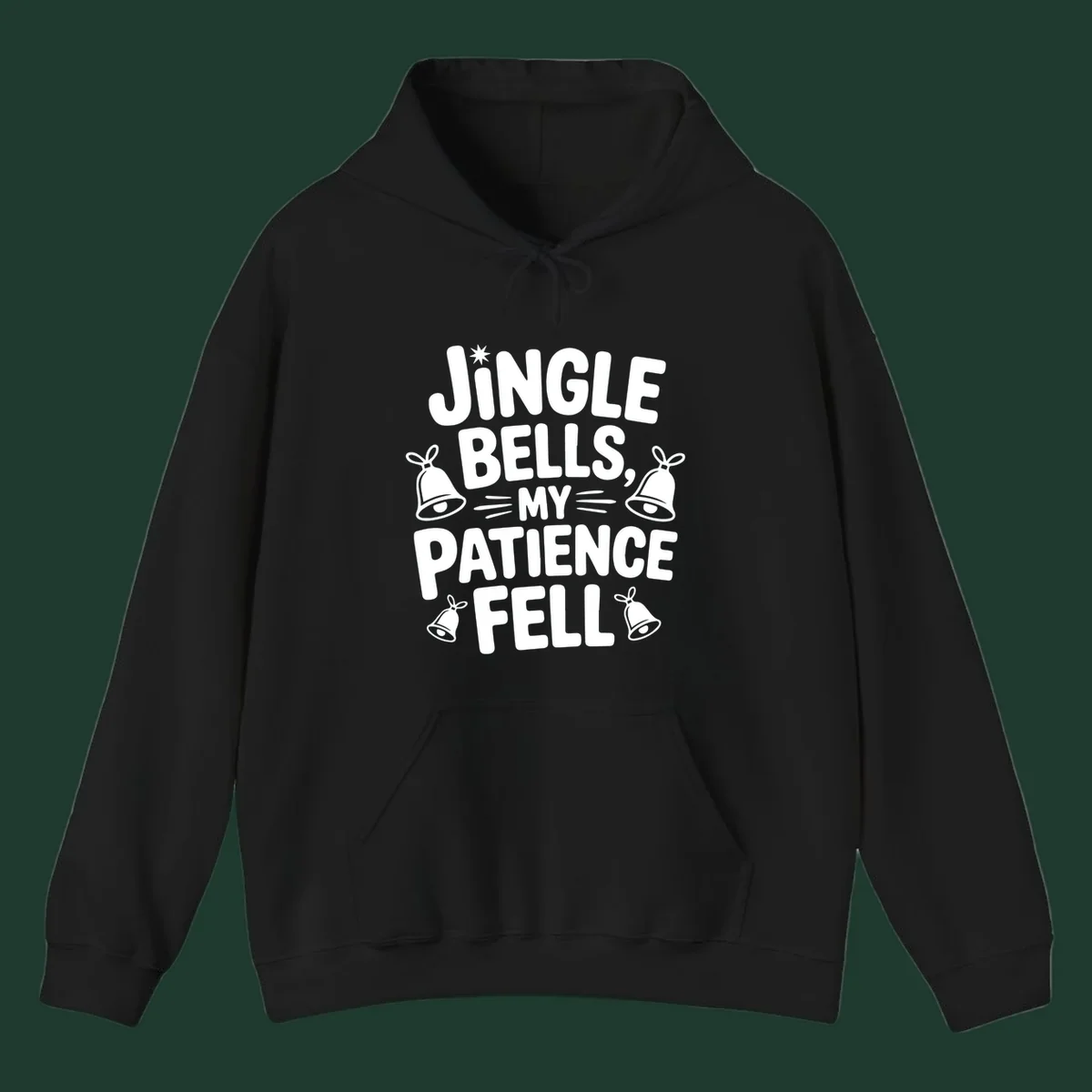 Jingle Bells My Patience Fell Christmas Phrase Typography with Bell Illustrations.