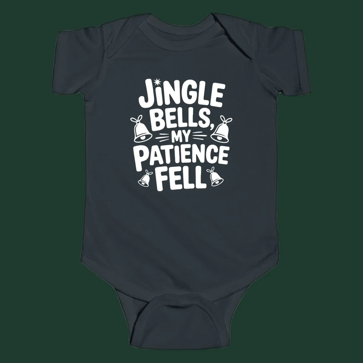 Jingle Bells My Patience Fell Christmas Phrase Typography with Bell Illustrations.