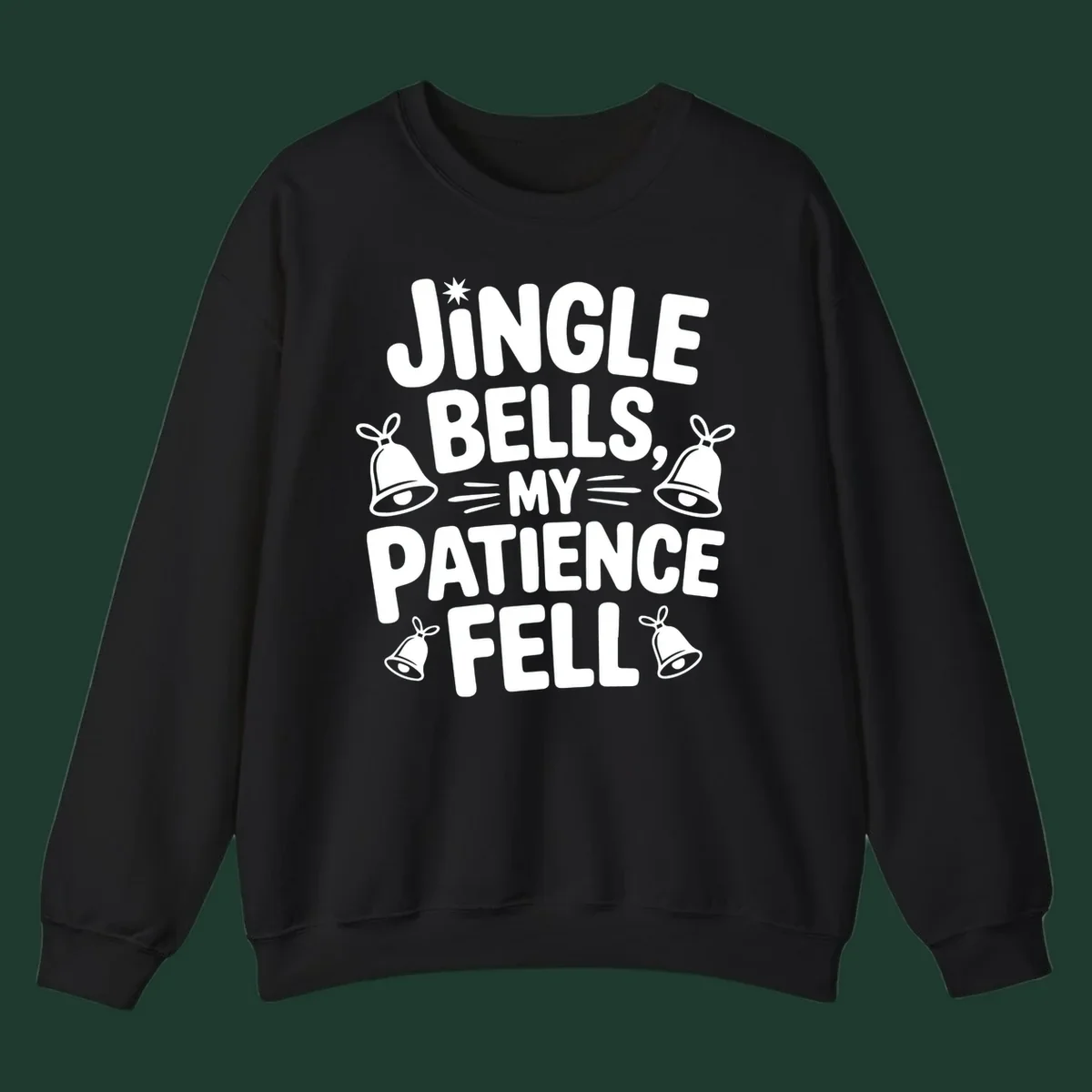 Jingle Bells My Patience Fell Christmas Phrase Typography with Bell Illustrations.