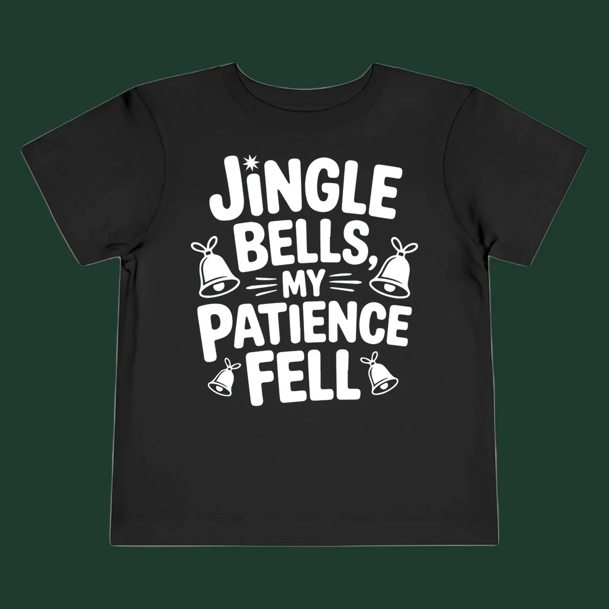 Jingle Bells My Patience Fell Christmas Phrase Typography with Bell Illustrations.