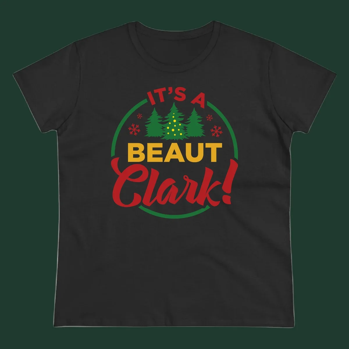 Its A Beaut Clark Christmas design with text and holiday illustrations.