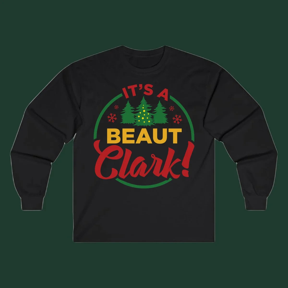 Its A Beaut Clark Christmas design with text and holiday illustrations.